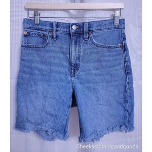 Madewell High-Rise Mid-Length Distressed Denim Cut-Off Shorts Women's size 26